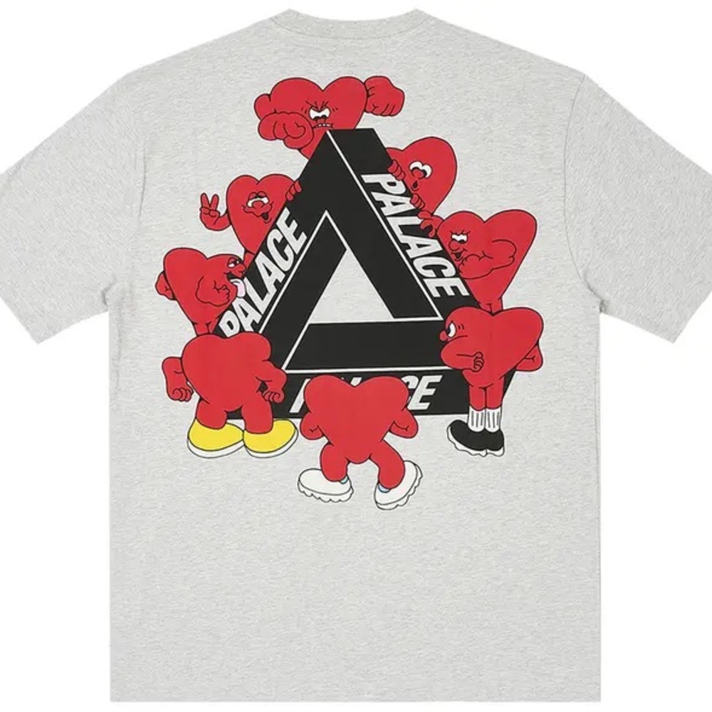 PALACE SKATEBOARDS TRI HEARTS T-SHIRT GREY XL